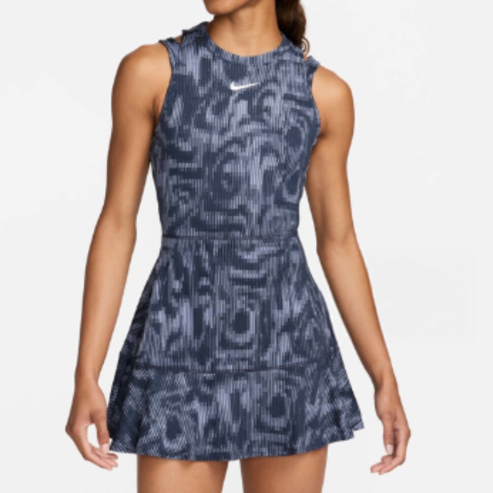 Nike / Blue Textured Tennis Court Slam Dress Cutout Back M